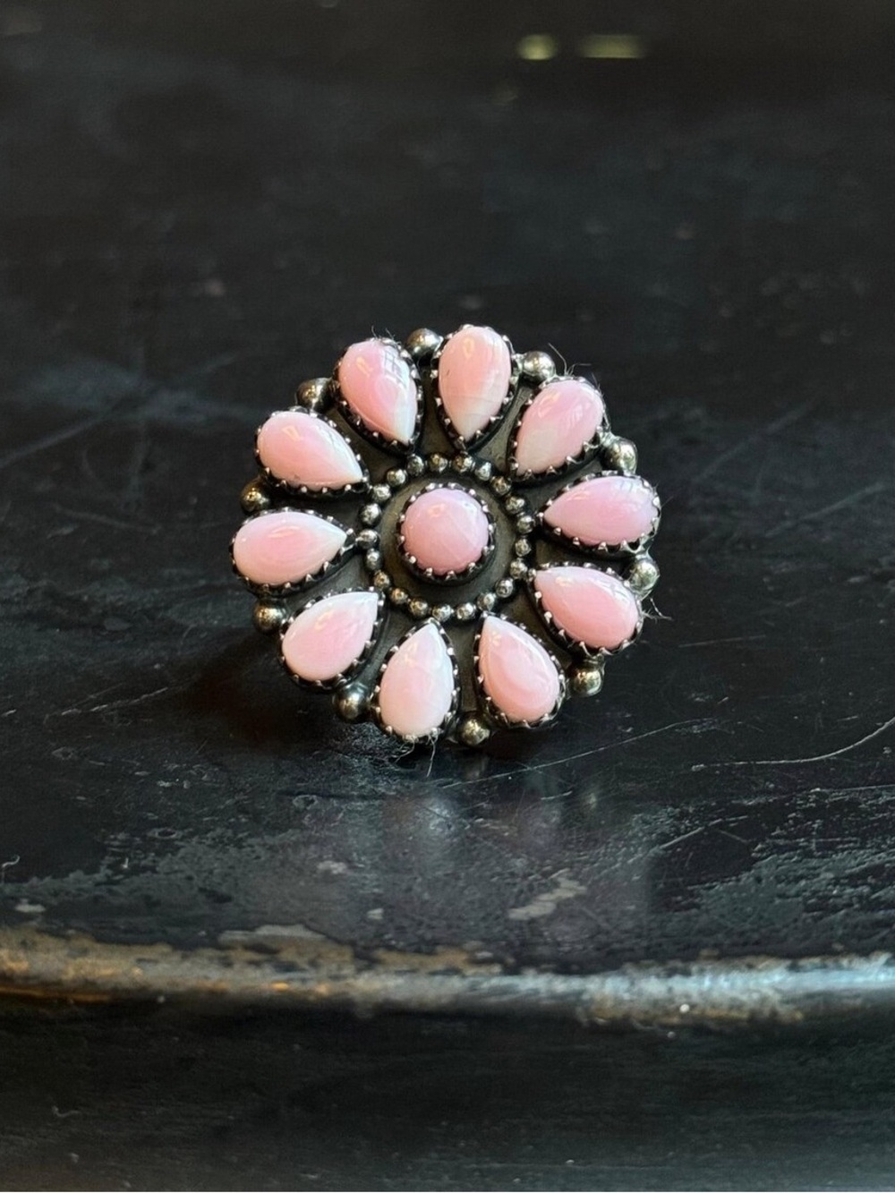 Pink Conch Cluster Ring